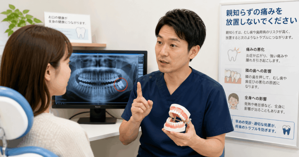 親知らずの痛みを放置することに不安を感じている様子